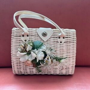 Vintage White Wicker Purse